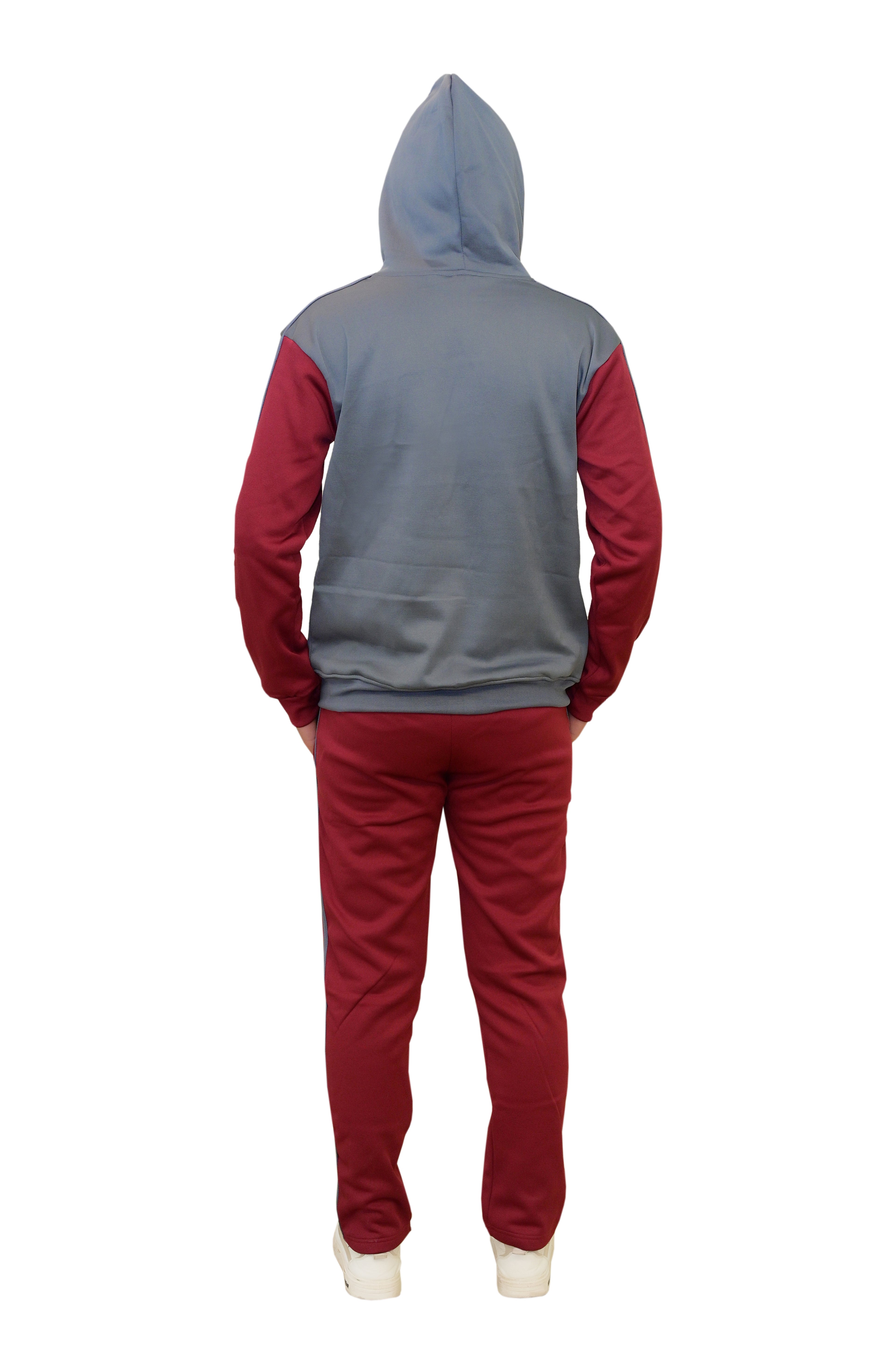 Maroon - dark grey track suit